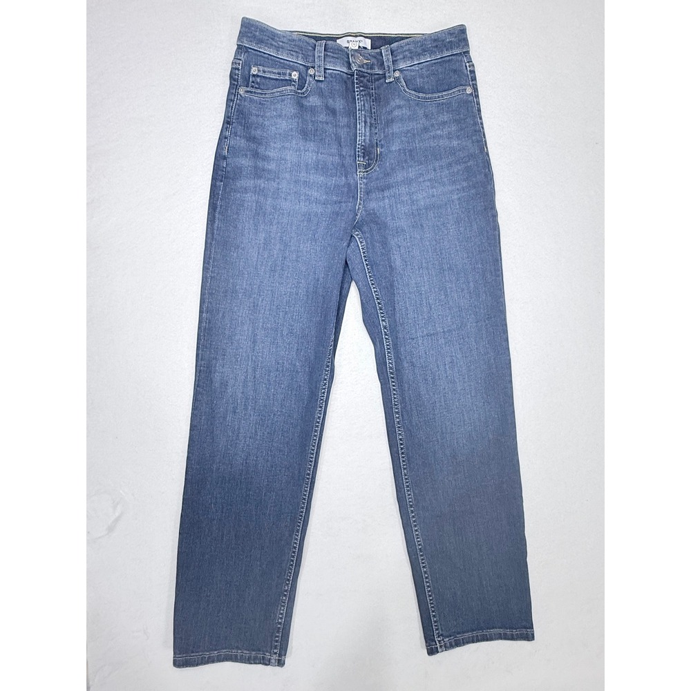 Spanx The Straight Ankle Jeans Medium Wash Blue High Rise Denim Size 12 NEW